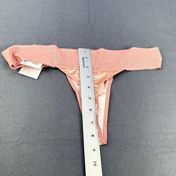 Jockey Women's Sz Large 7 Panty Thong Soft Touch Lace Waistband Floral Pink New - Picture 9 of 9